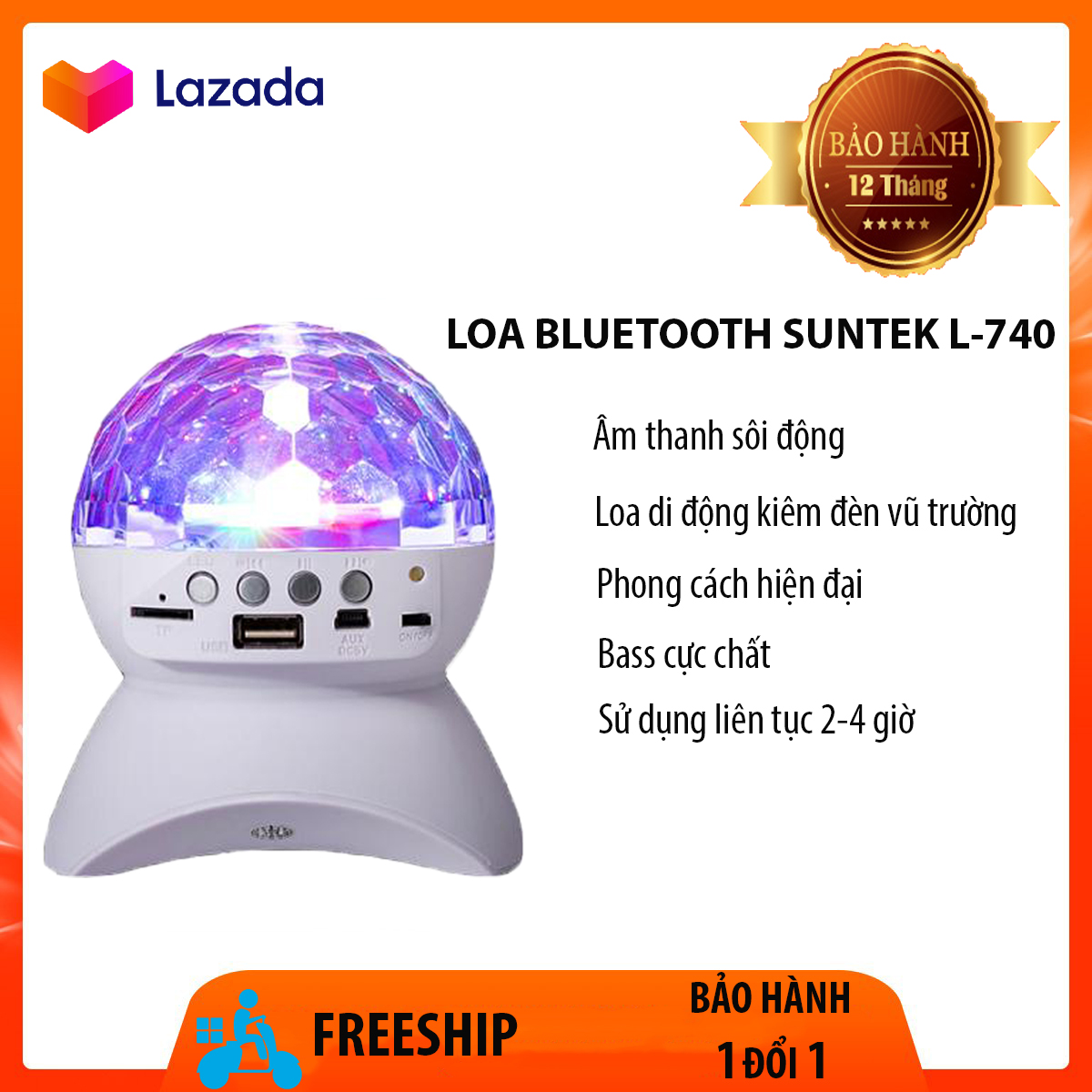 Loa bluetooth JBL L740 nghe nhạc âm thanh sôi động kiêm đèn vũ trường nhiều màu sắc xoay 360 độ