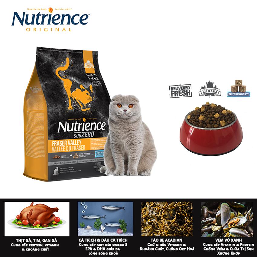 Thức ăn hạt cho mèo nutrience subzero - thịt gà, cá hồi, cá trích, cá tuyết, rau củ & trái cây tự nhiên