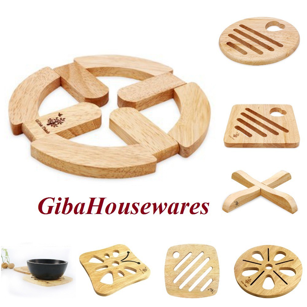 Rế lót, tấm lót nồi lót nồi chảo nhiều kiểu bằng gỗ - giba