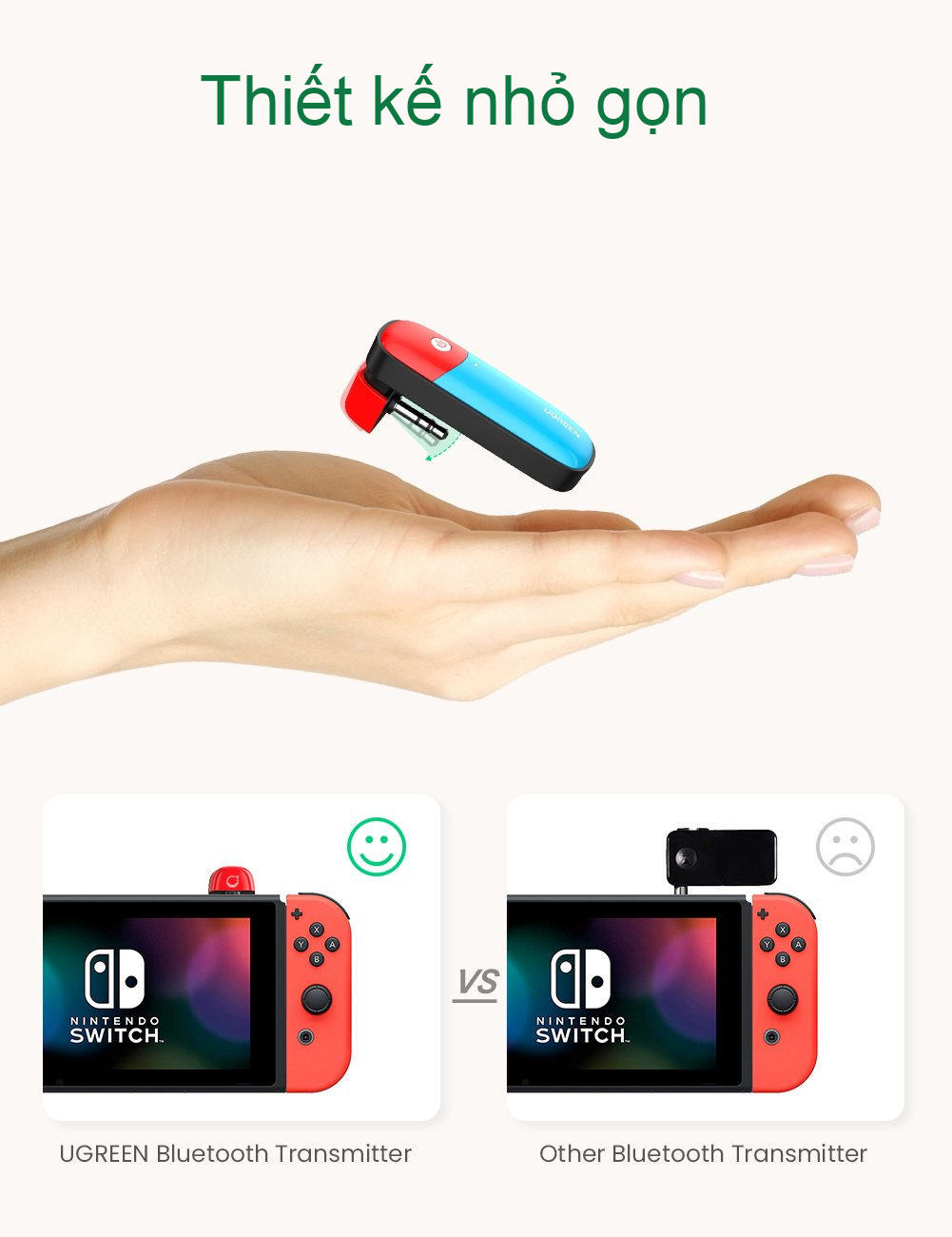 Bộ phát Bluetooth cho máy chơi game Nintendo Switch hỗ trợ APTX Low Latency UGREEN 80188 Bộ phát Bluetooth cho máy chơi game Nintendo Switch hỗ trợ APTX Low Latency UGREEN 80188