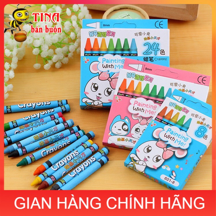 Bút màu sáp 8 màu vẽ cho bé đi học e258