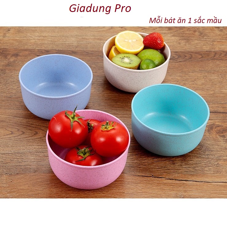 Bộ 4 Bát Ăn Sắc màu/Chén  Ăn Cơm Cao Cấp Lúa Mạch/Chén Ăn Cơm Chịu Nhiệt Kháng Khuẩn Nhiều Màu/Chén Ăn Cơm Kháng Khuẩn Sắc Màu - Giadung Pro