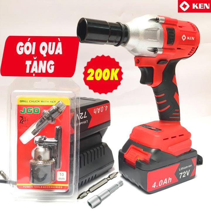 Máy vặn bulong, ốc vít, khoan dùng pin ken 72v tặng bộ chuyển đổi siết bulong thành khoan, bắn vít