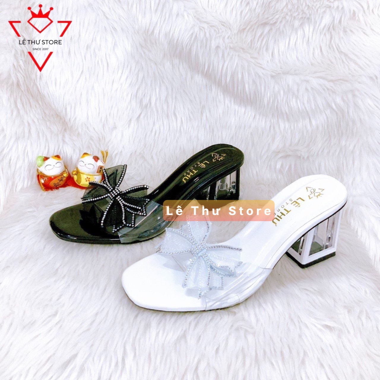HOÀN TIỀN 15% - Guốc dép nữ 5 7 phân quai trong kết NƠ XOÀN gót VIỀN xi bóng LT DGM007