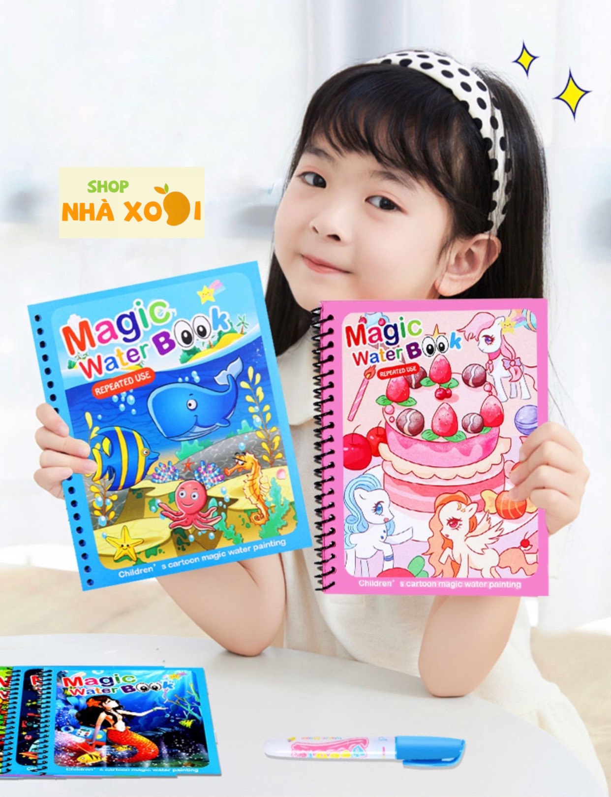 Sách Tranh tô màu nước ma thuật, sách tập tô thần kỳ, magic water book cho bé giá tốt với nhiều chủ đề, đồ chơi thông minh, đồ chơi phát triển trí tuệ, shop nhà xoài