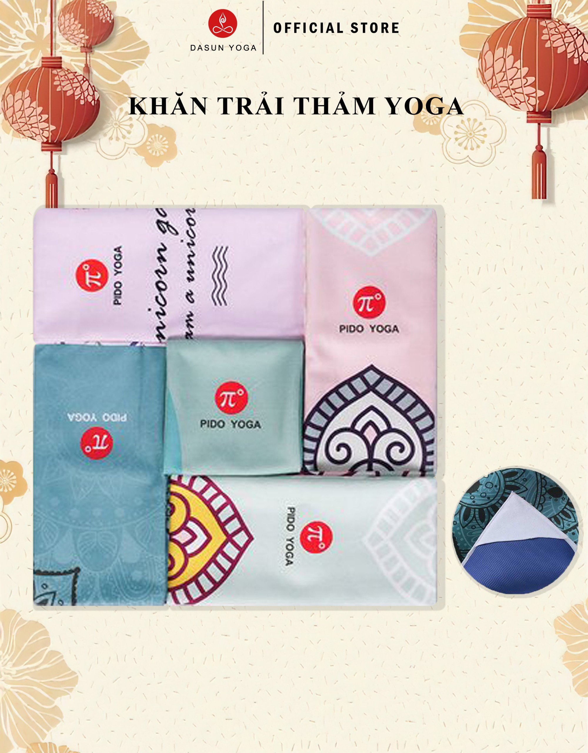 Khăn tập YOGA Pido Cao Cấp họa tiết 3D cực đẹp(NEW) - Tặng kèm túi đựng