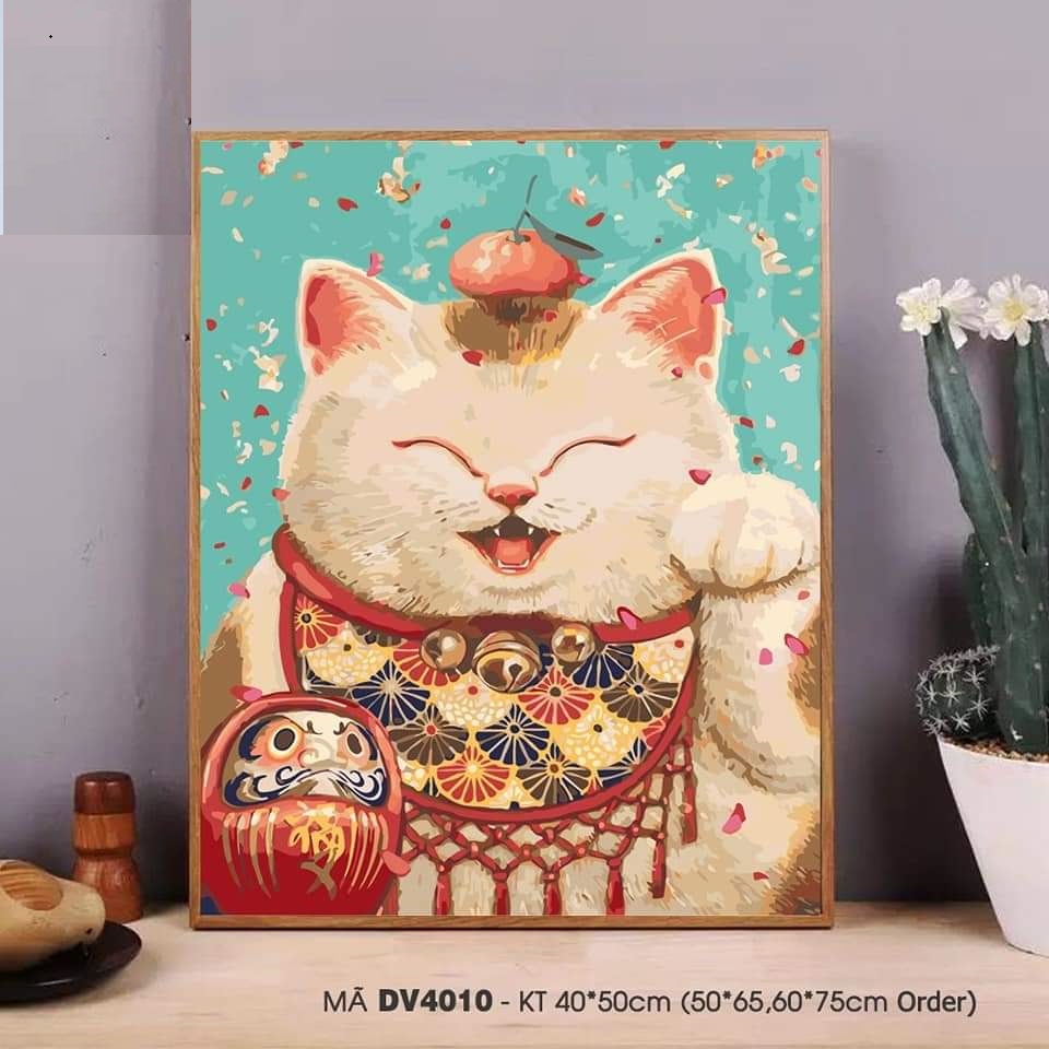KHUNG DÀY 1.6 cm -Tranh sơn dầu số hóa tự tô- đã CĂNG KHUNG 40 x 50 cm-đủ phụ kiện, CÓ SƠN BÓNG, in trắng đen-tranh tô màu theo số, tranh sơn dầu, tranh số hóa