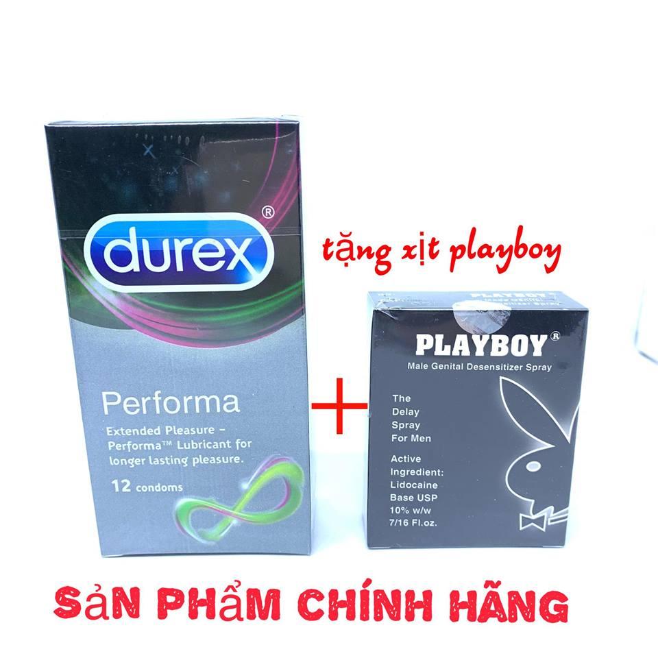 Bao Cao Su Durex Performa 12 Condoms + tặng xịt kéo dài playboy