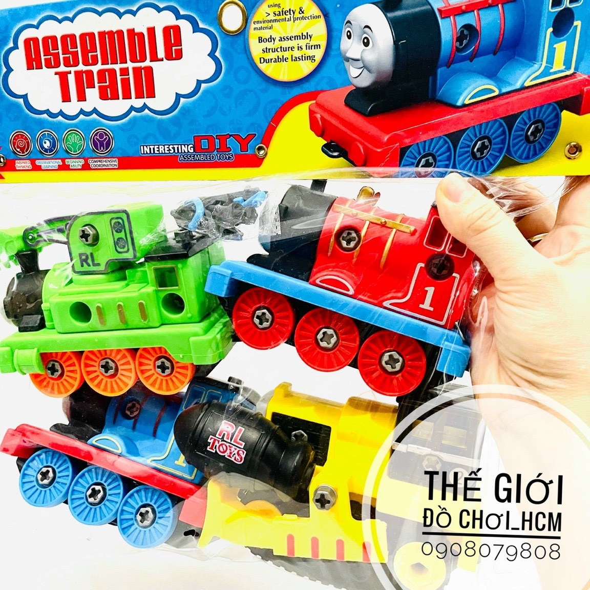 [LOẠI LỚN - LẮP RÁP] Túi đồ chơi lắp ghép tàu xe lửa Thomas gồm 4 chếc kèm tua vít dành cho bé vặn óc chi tiết xe.