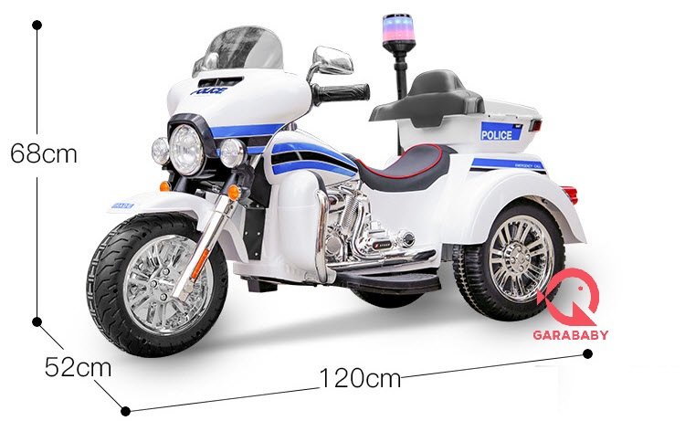 Xe máy điện moto điện cảnh sát cho bé SMT-111 bình 12V, 2 động cơ