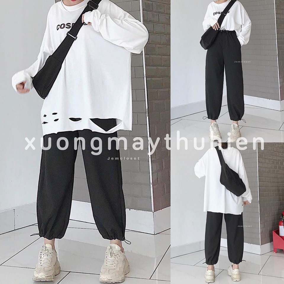 [ HOT ] SET ÁO THUN COS QUẦN RÚT EO FORM RỘNG UNISEX CHUẨN MẪU / SET BỘ NỮ