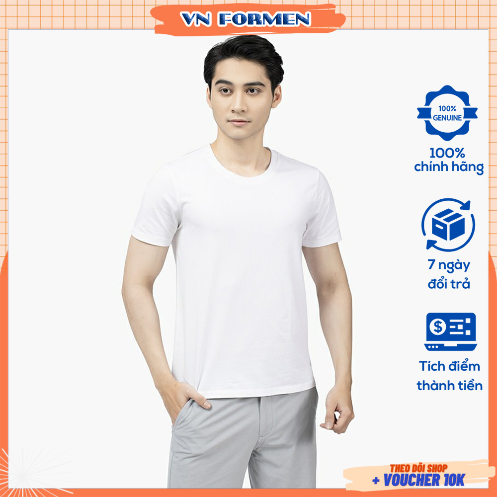 Áo thun nam ARISTINO chính hãng màu trắng trơn -  cotton cổ tròn siêu mềm mát | AC22