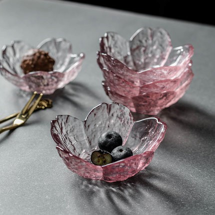 Chén bát thủy tinh nhỏ hình hoa anh đào sakura đựng gia vị nước chấm