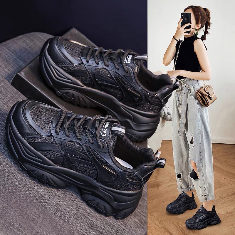Giầy thể thao độn đế dạ kim tuyến shime