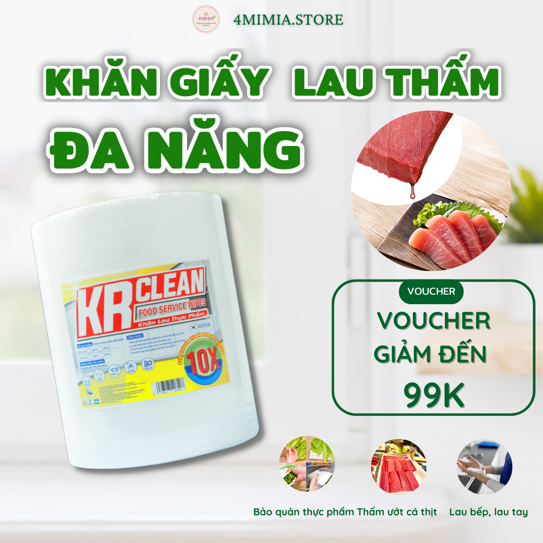 Khăn giấy lau thấm cá thịt đa năng, khăn giấy lau bếp krclean cuộn lớn- khăn lau cá nhà hàng sushi siêu thấm chất lượng