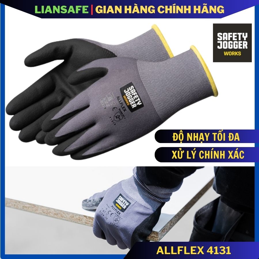 Găng tay/bao tay lao động Jogger Allflex - Găng tay bảo hộ đa năng, xử lý chính xác, lớp phủ nitrile chống dầu
