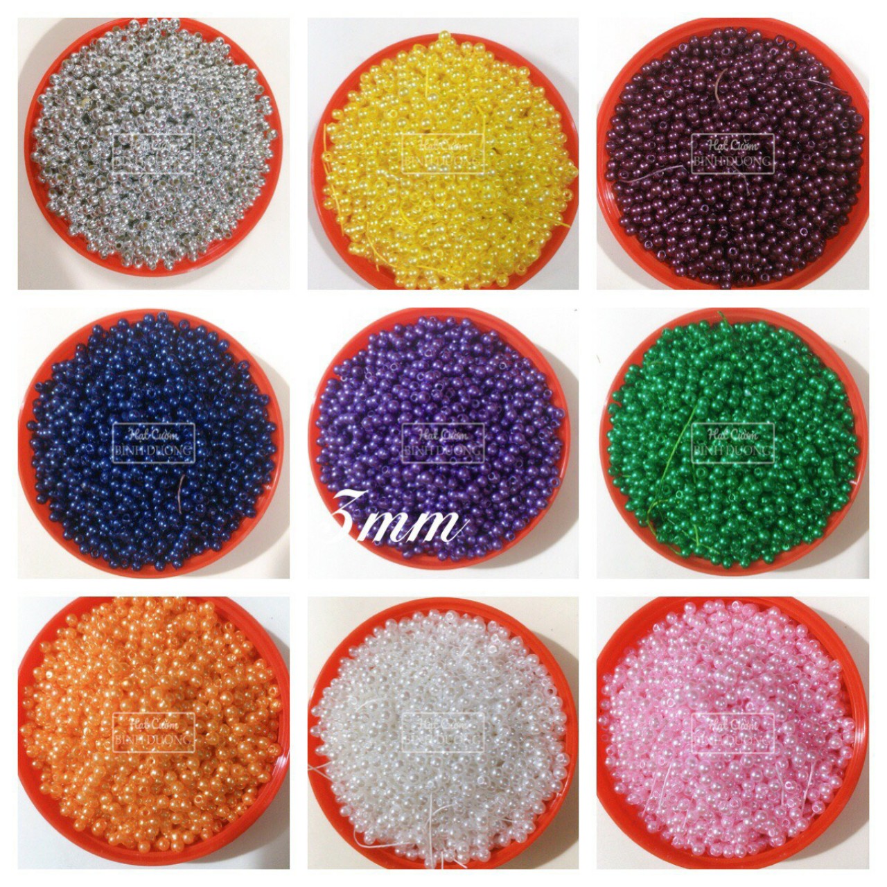 Hạt bẹt, hạt nhựa giả trai size 3mm gói 100gr nhựa Acrylic