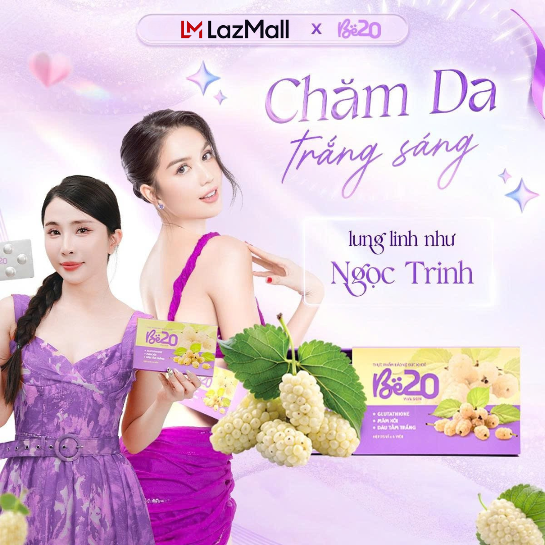 Kẹo Ngậm Hỗ Trợ Trắng Da Dâu Tằm Be20 - Hỗ trợ bật tone và sáng đều màu da, cấp ẩm, mờ thâm, trắng h