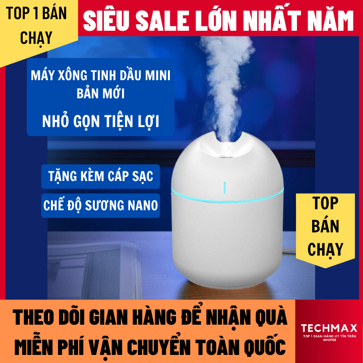 Máy phun sương mini xông tinh dầu phòng ngủ 3 chế độ phun sương, máy phun sương mini 250ml - máy phun sương tạo độ ẩm, máy xông tinh dầu, máy phun sương tạo độ ẩm
