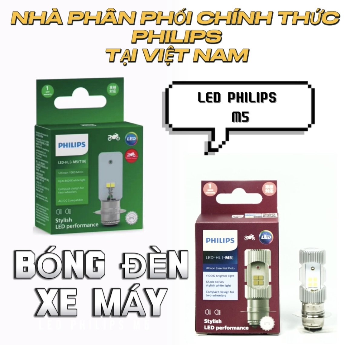 Bóng đèn xe máy led philips m5