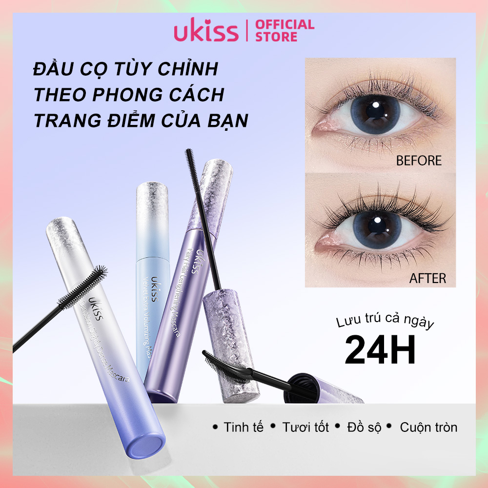 UKISS Mascara không thấm nước mảnh mai uốn lên hình dạng cố định lâu dài 4 loại tùy chỉnh đầu bàn chải để lựa chọn (5G)