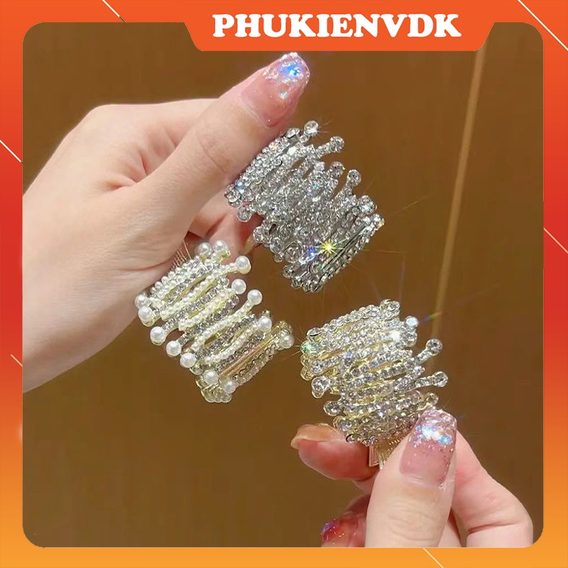 Kẹp tóc cuộn tròn đính đá lấp lánh sang chảnh KT10