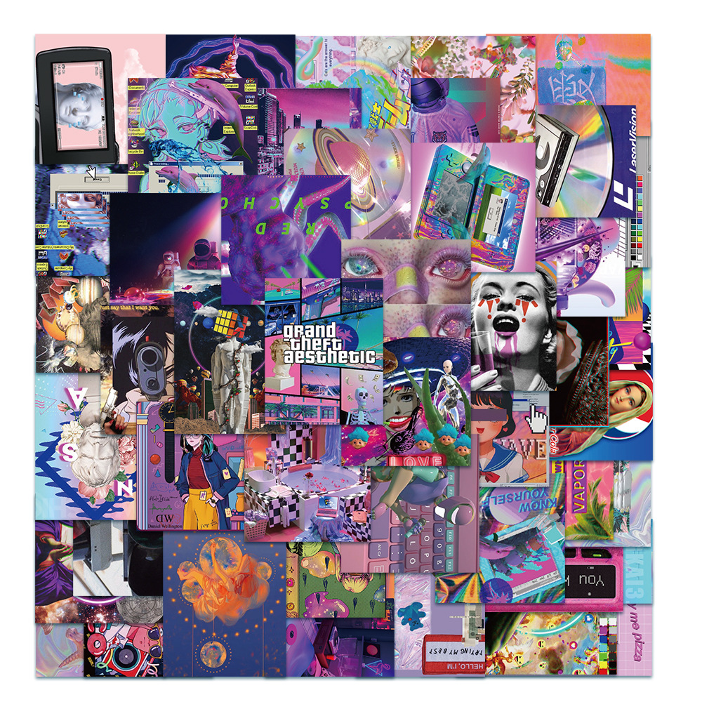 Bộ 50 miếng dán vinyl hình hoạt họa phong cách retro chống thấm nước trang trí ván trượt sổ tay - INTL