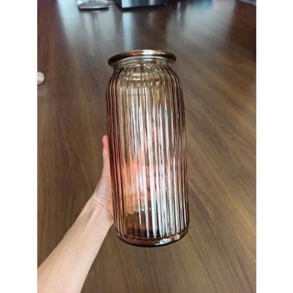 Lọ hoa thủy tinh vintage màu hổ phách