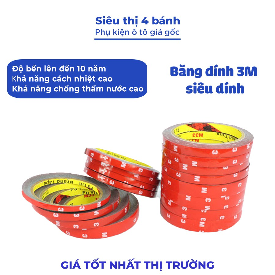 Băng dính 3M 2 mặt siêu dính, siêu cường lực bản 1cm