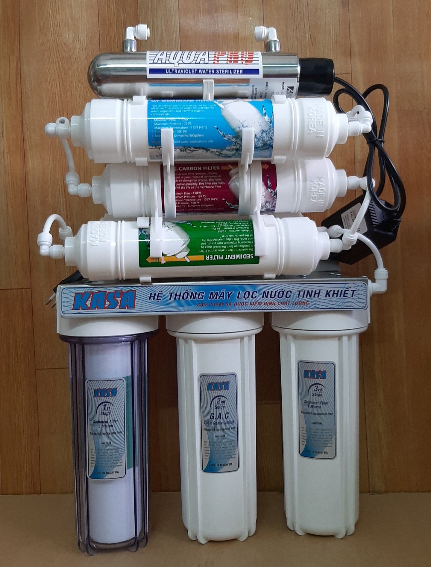 Bộ lọc nước tinh khiết 9 cấp lọc có đèn uv dùng màng uf hàn quốccông nghệ nano.kasa
