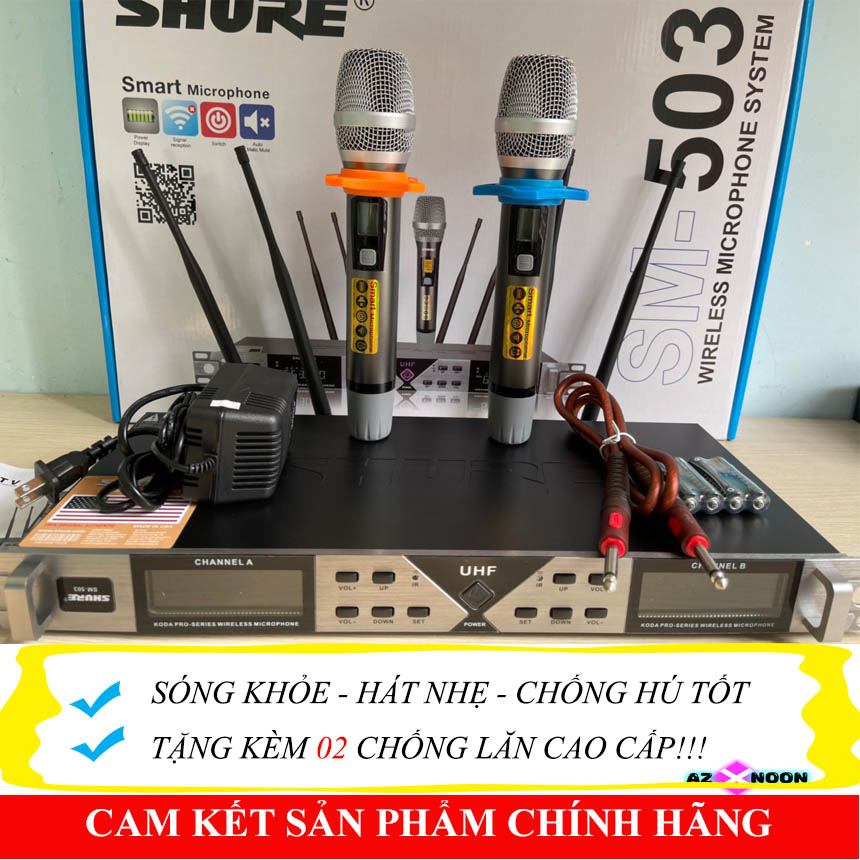 Micro karaoke shure sm-503, micro uhf, micro không dây, dàn karaoke tích hợp 4 ănten, đầu thu có mắt hồng ngoại, hút giọng , hát nhẹ, tự động dò tần số, micro không dây karaoke chuyên sự kiện, sân khẩu, hát gia đình