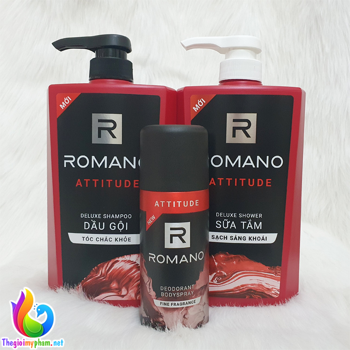 Combo romano attitude: dầu gội 650g + sữa tắm 650g + xịt khử mùi 150ml