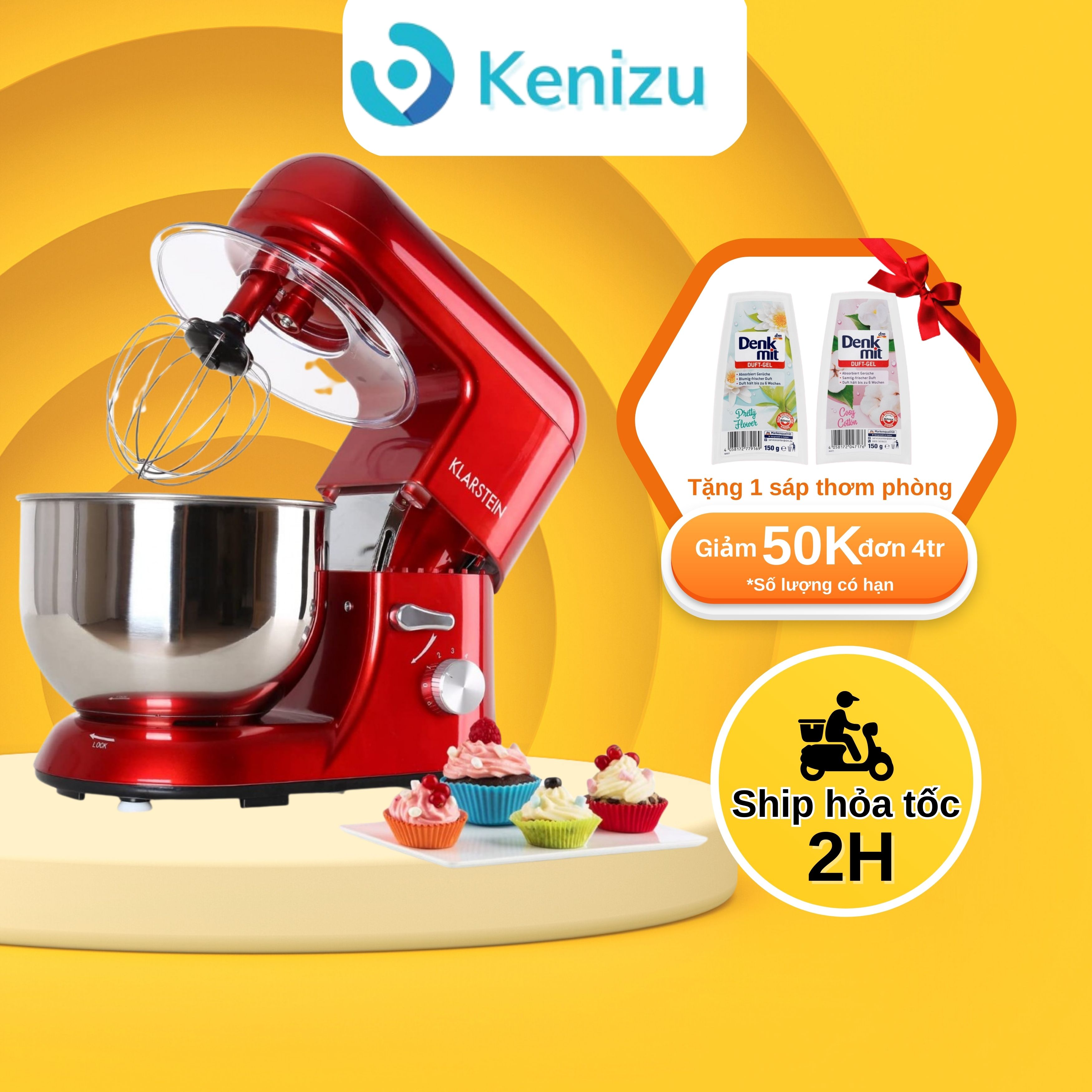 Máy đánh trứng trộn bột klarstein bella rossa - 6 tốc độ điều chỉnh - bảo hành 12 tháng