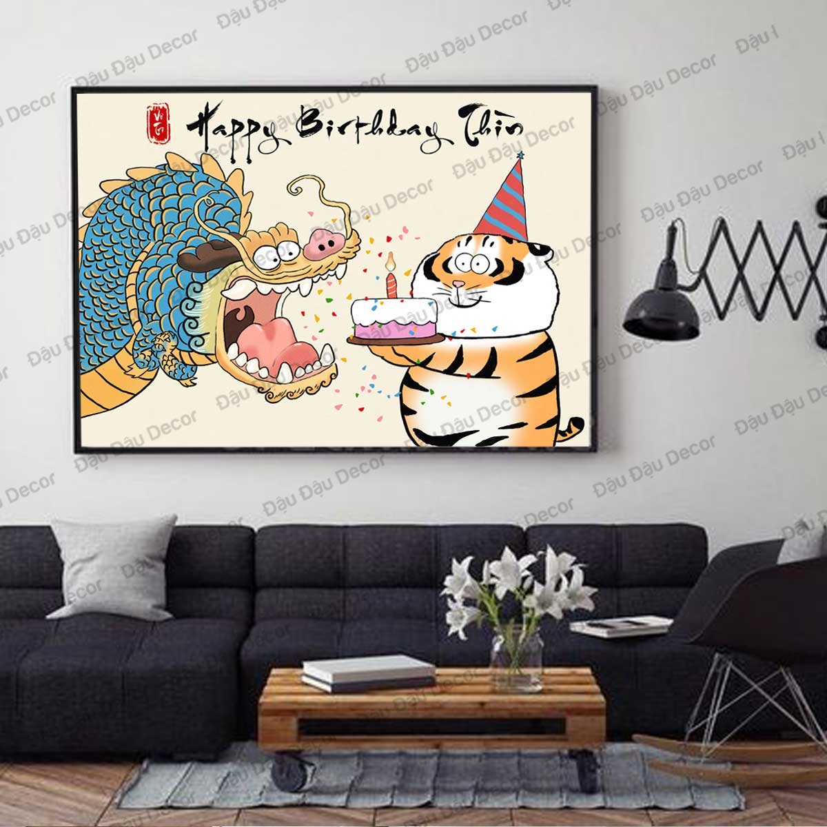 Tranh vô tri hài hước happy birthday thìn chế hài | kích thước 30x40