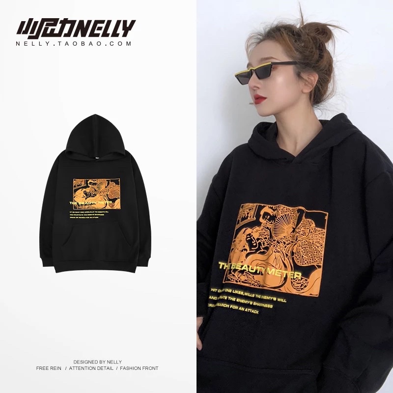 Áo nỉ hoddie lót lông Nelly phong cách unisex mẫu mới 2022