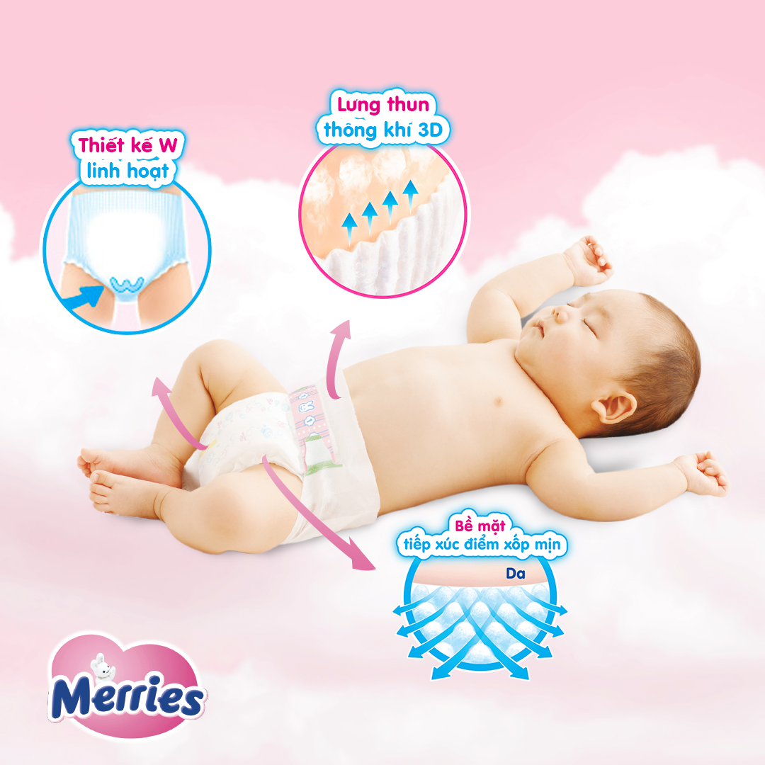 Tã/bỉm dán Merries size S - 70 miếng