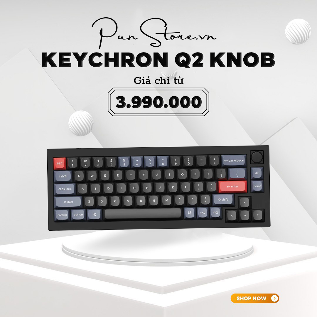 Hàng chính hãng -bàn phím cơ keychron q2 knob - bảo hành 12 tháng - bàn phím cơ macbook