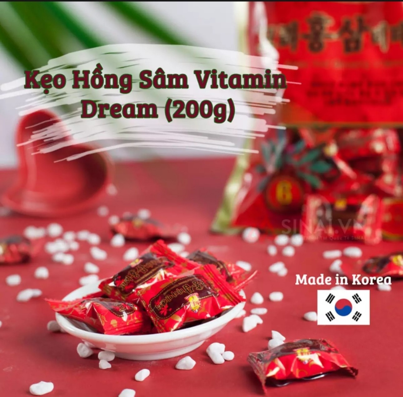 Kẹo hồng sâm vitamin hàn quốc 6 năm tuổi 200g/góipp nhân sâm ánh dương