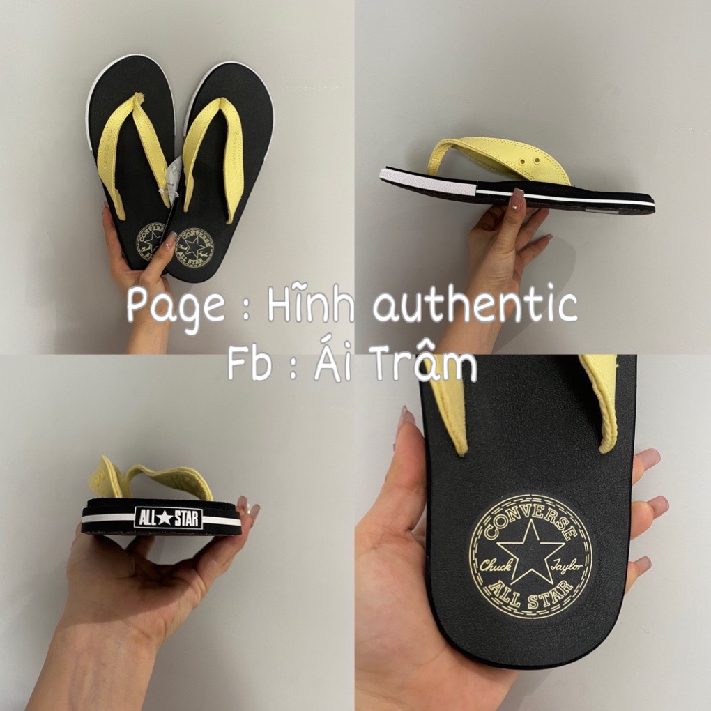 Dép Converse đen quai vàng xỏ ngón chính hãng  quai da