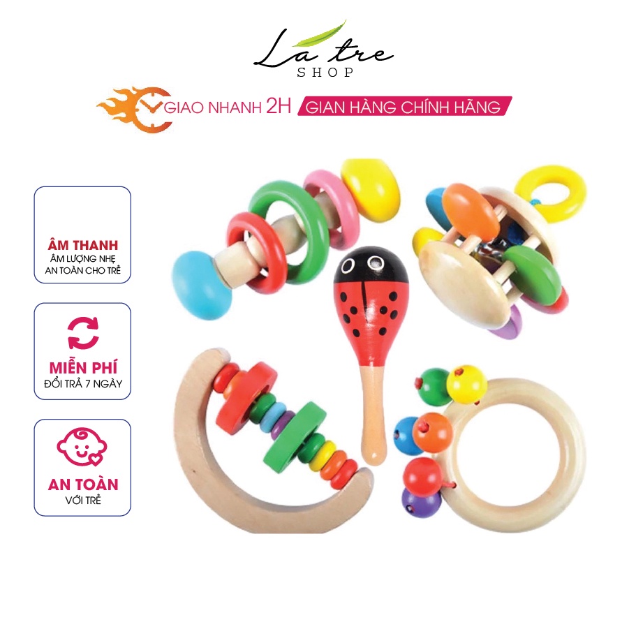 Xúc xắc Lục lạc bằng gỗ cho bé