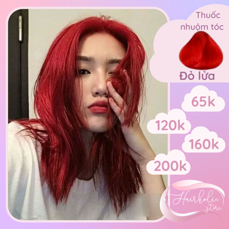 Màu nhuộm tóc màu Đỏ Lửa Hairholic khó phai + Tặng kèm ủ tóc Bio.
