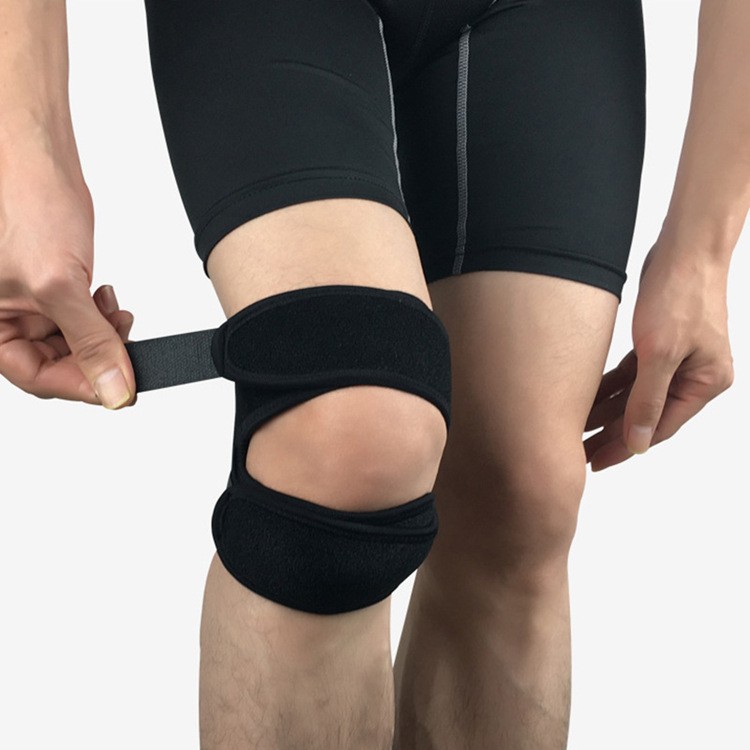 Bó gối thể thao - bảo vệ đầu gối bóng đá co giãn xanh đen K500