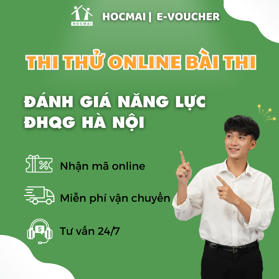 HOCMAI - Đề thi thử Đánh giá năng lực ĐHQG Hà Nội - HSA - Gói 1,2,3,5 đề - Toàn quốc [Voucher]