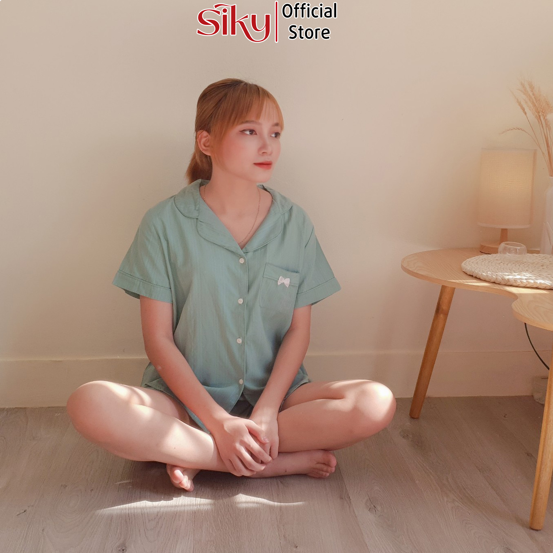 Bộ pijama nữ chất đũi lụa cao cấp siky bnn