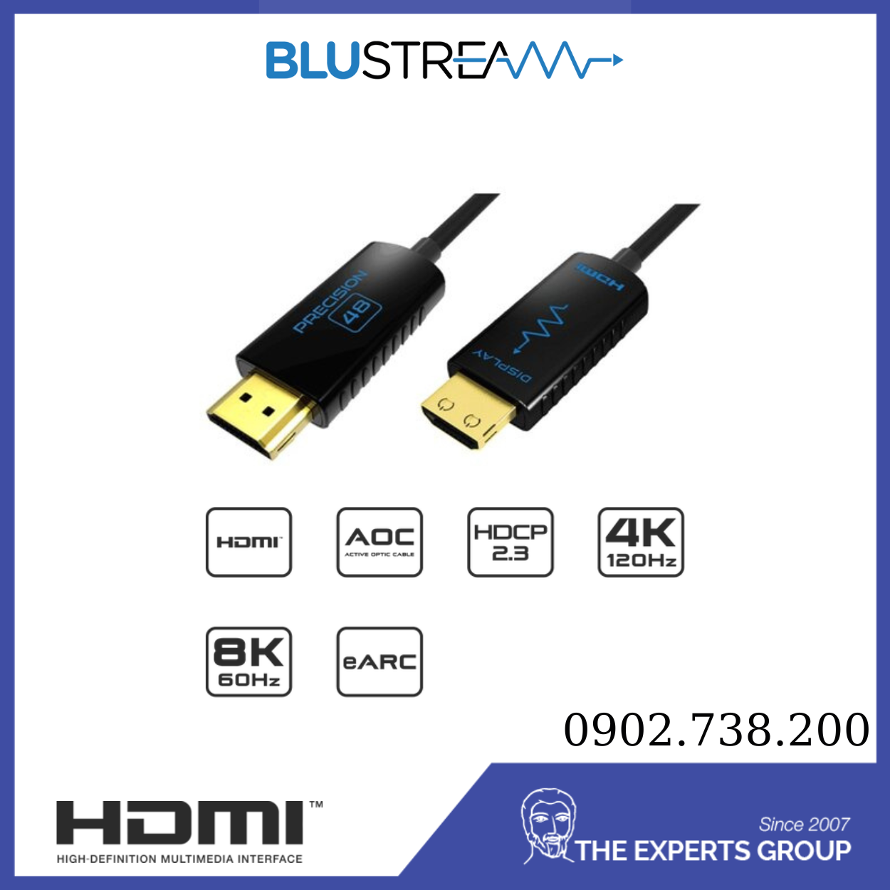 Dây AOC Precision HDMI 48Gbps 8K HDCP2.3 Cable 10 15 30 Mét