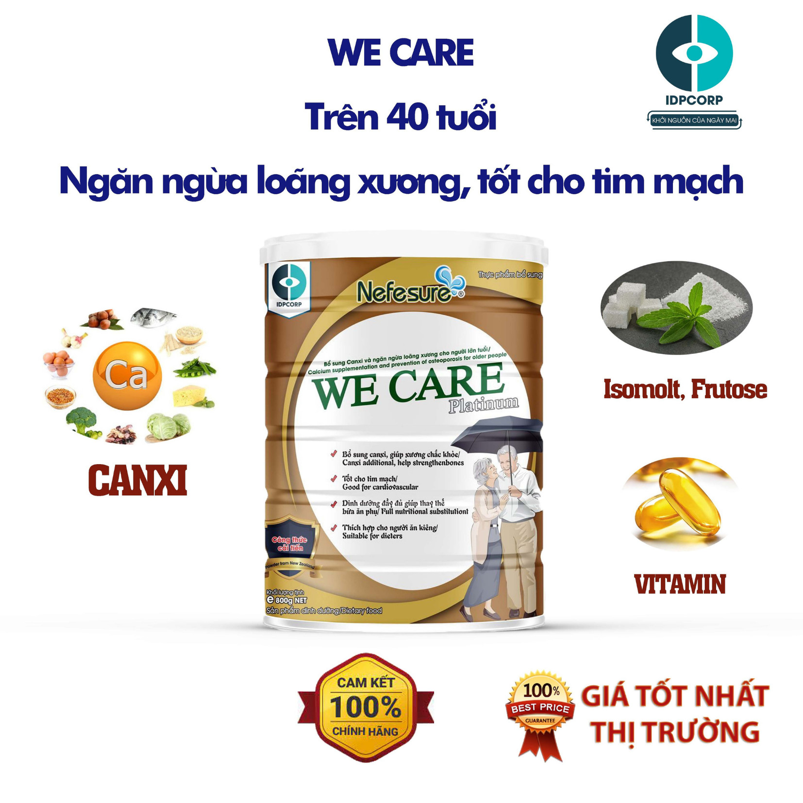 [HCM] Sữa bột Nefesure We Care Platinum 800gr. Bổ sung canxi. Tốt cho tim mạch. Hàng chính hãng. Shop SuBo.