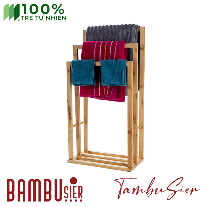 Giá kệ phơi khăn tắm 3 tầng bằng tre tự nhiên cao cấp