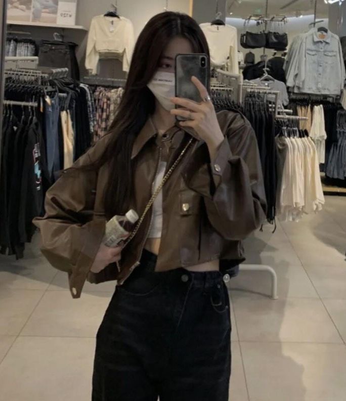 Áo khoác da nâu dáng crt trẻ trung cá tính F90