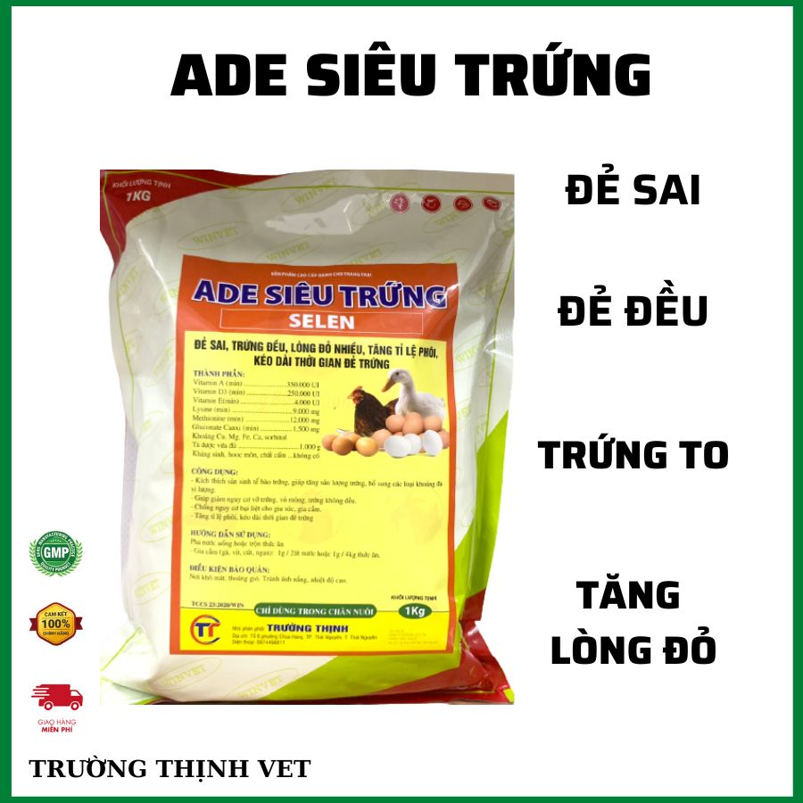  ADE Tăng trứng gà vịt ngan cút gói 1kg. Thú y Trường Thịnh 