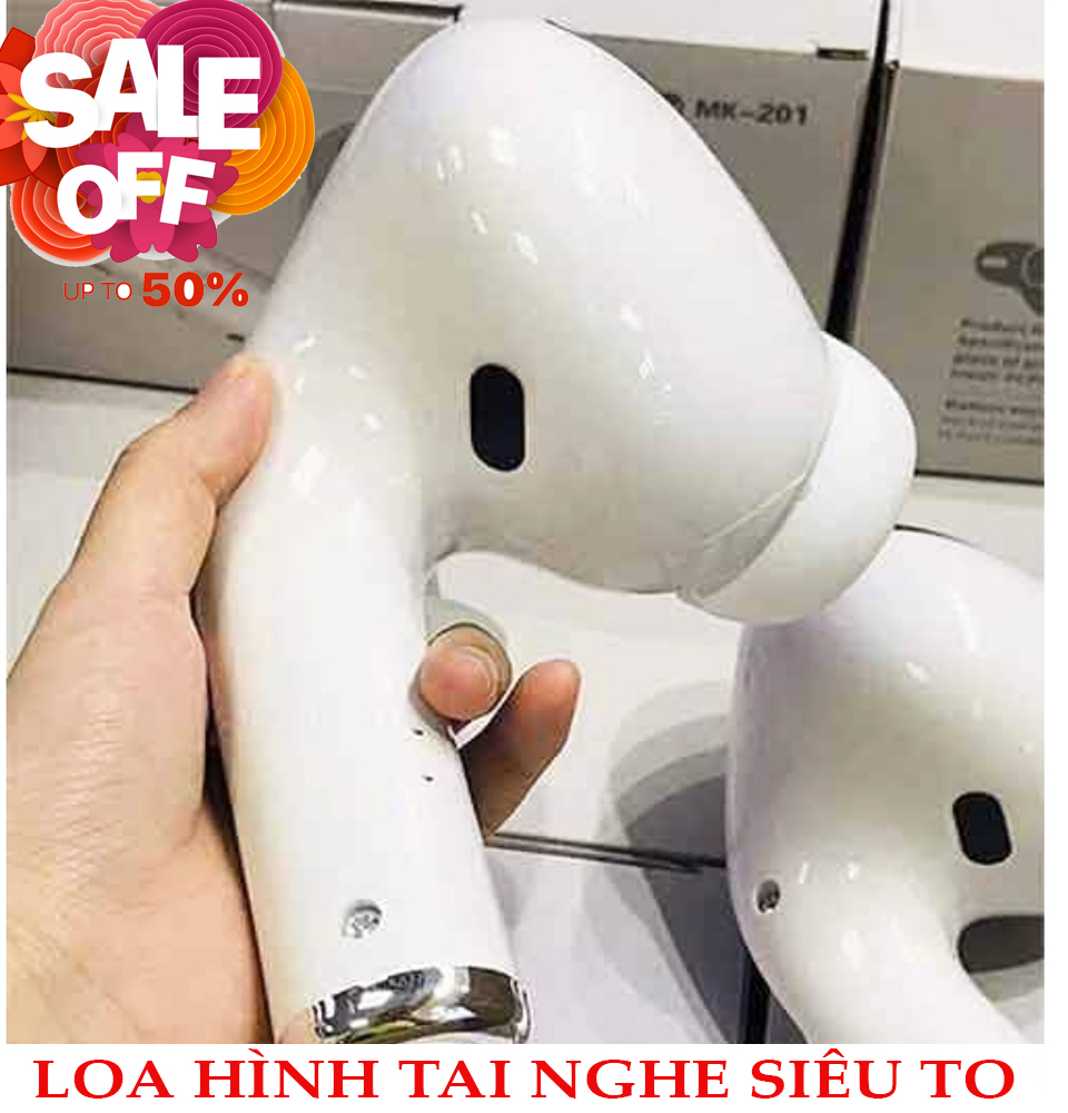 Loa Tai Nghe Khổng Lồ, Loa Bluetooth Airpods Pro MK-201, Nghe Cực Hay Bass Ấm Trầm Bổng Lọc Âm Tốt, Siêu Phẩm 2020.